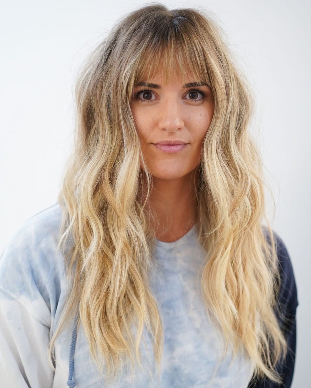 Long Wavy Hairstyle with Choppy Bangs