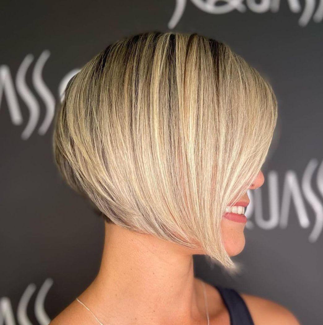 Jaw-Length Blonde Bob Root Fade