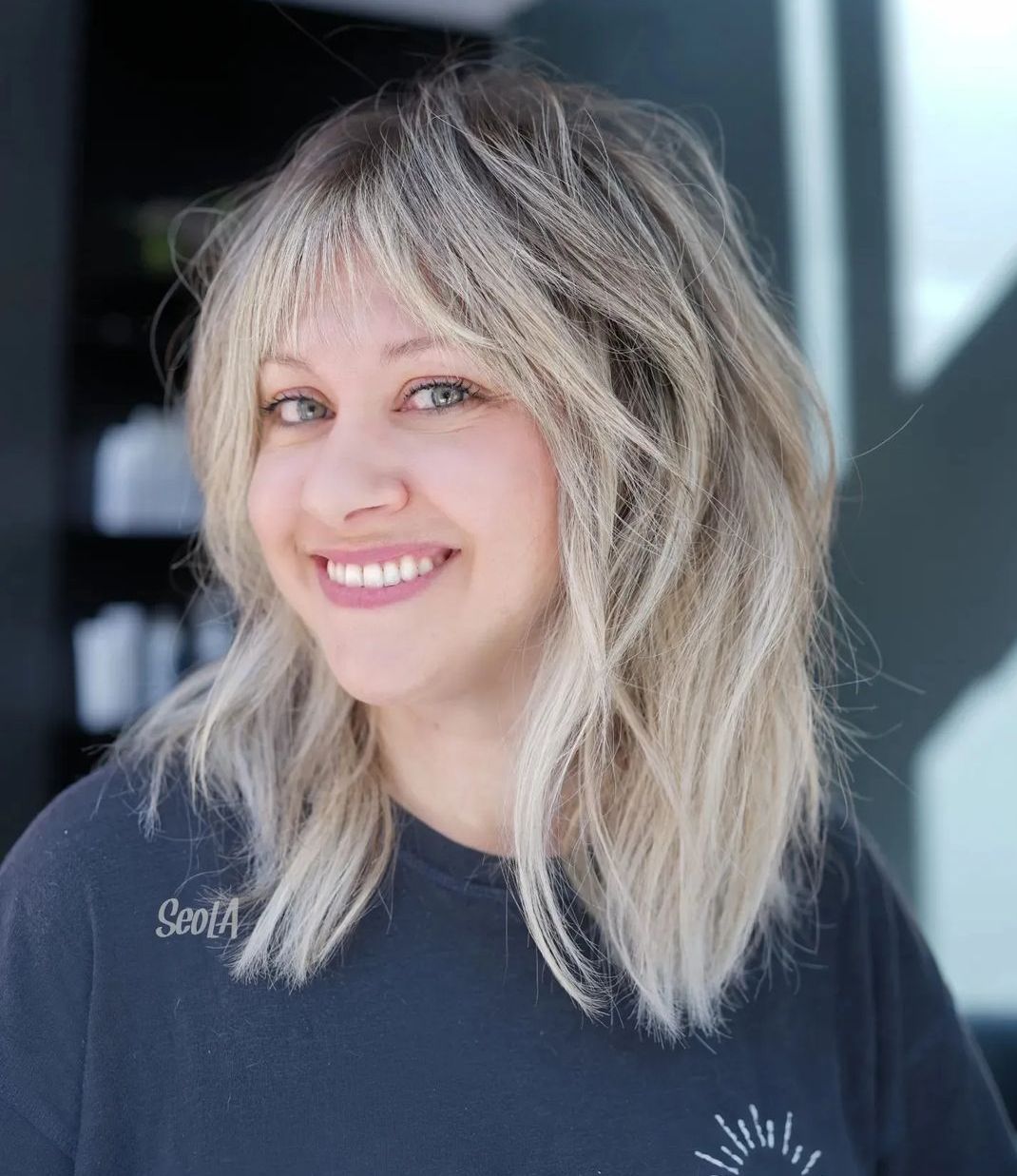 Below-the-Shoulders Shag for Chubby Faces