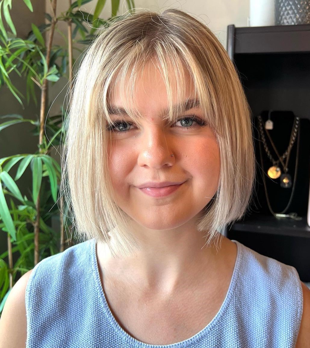 Round Face and Bob with Wispy Bangs