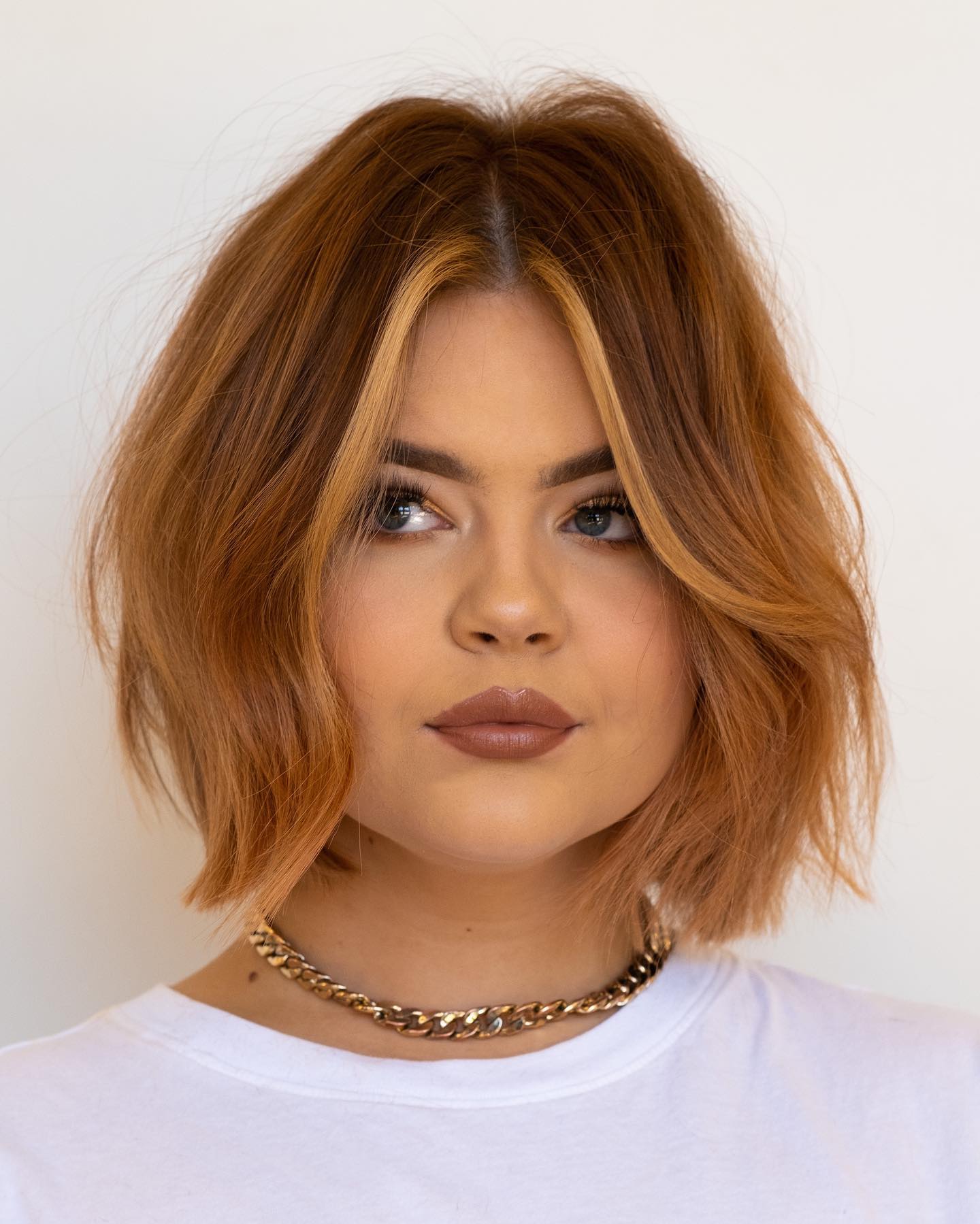 Classy Tousled Bob for Chubby Cheeks