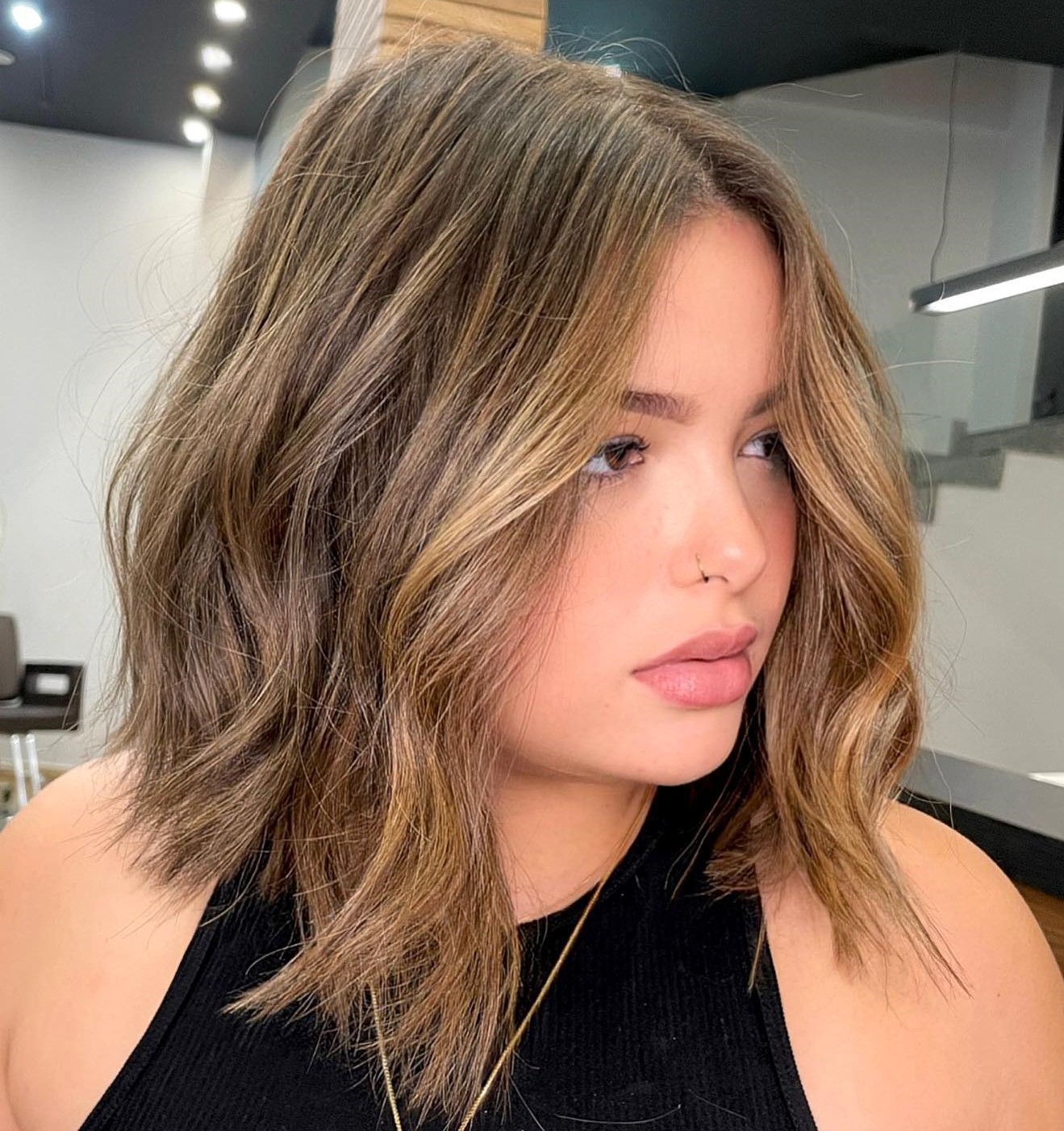 Inverted Lob Shag for Chubby Faces