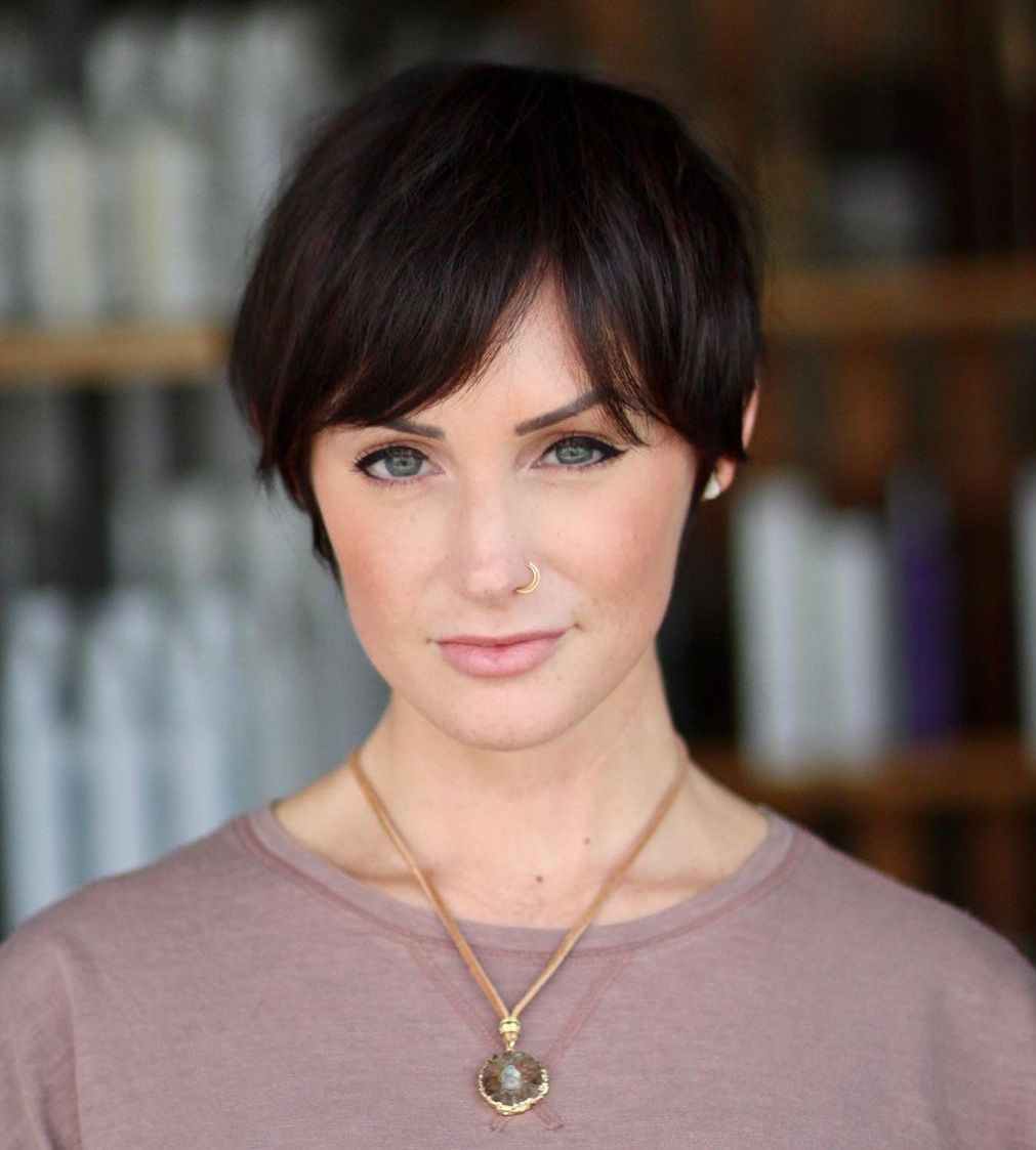 Long Brunette Pixie Cut