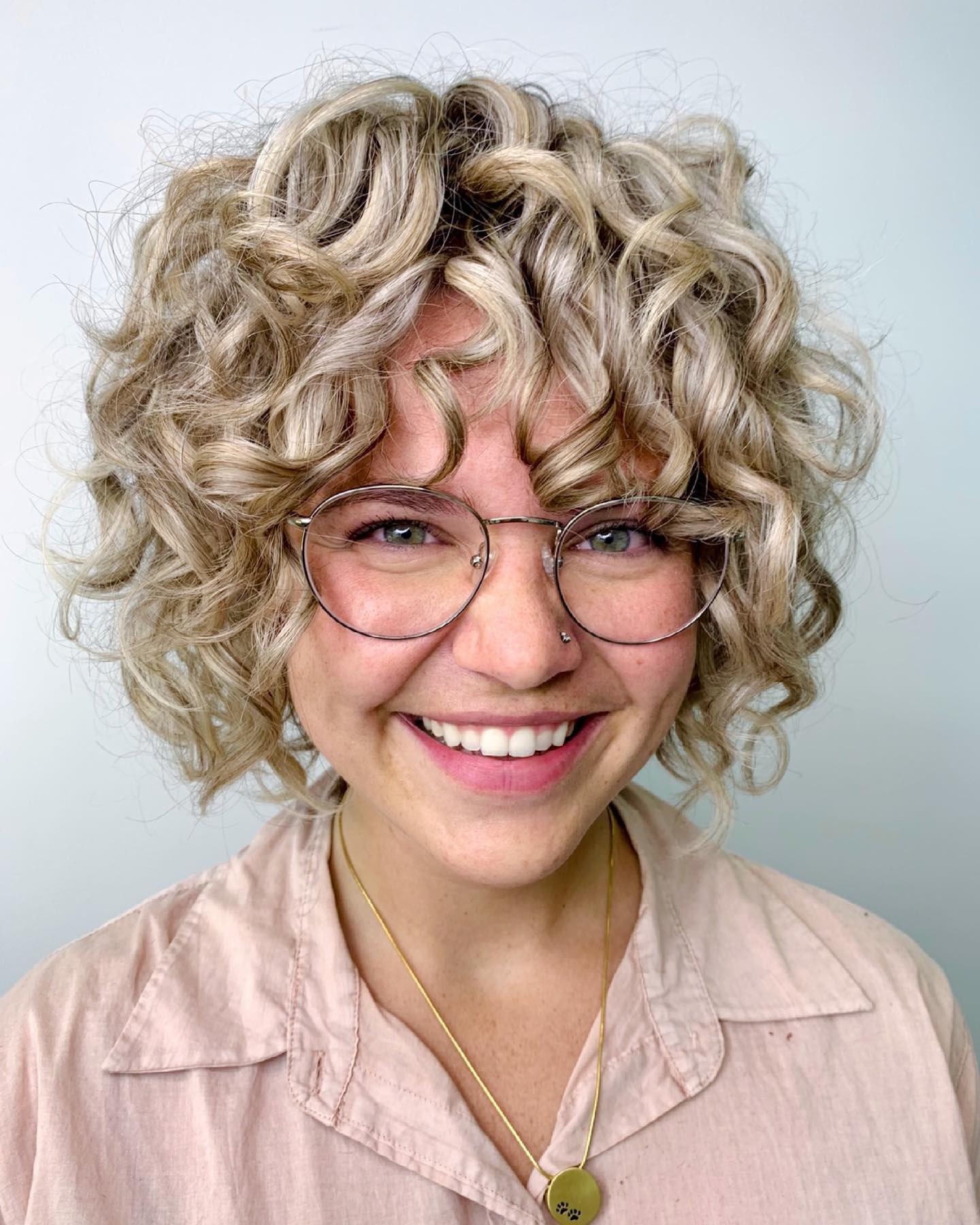 Fun Curled Bob with Glasses