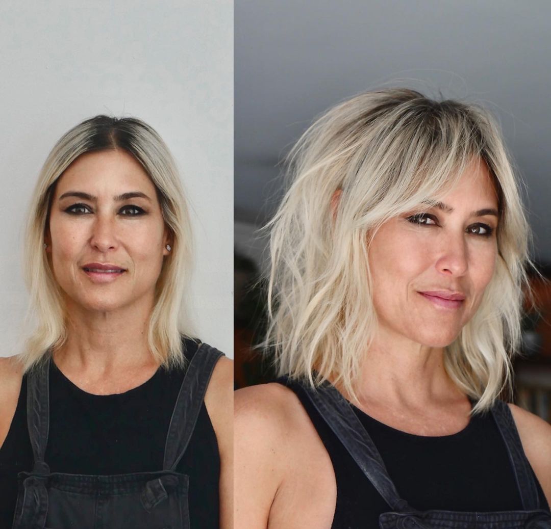 Volumized Midi Shag Before and After